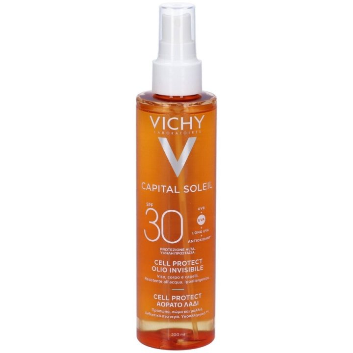 VICHY Olio Invisibile Cell Protect 200 ml – Trattamento Solare e Anti-Cellulite spf30