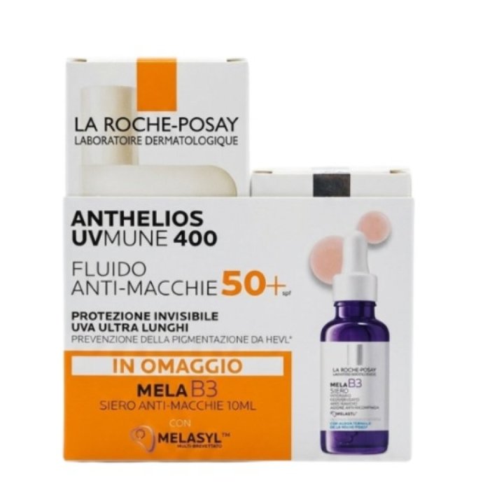 La Roche-Posay Anthelios Uv Mune 400 Fluido Invisibile Anti-macchie 50ml + Siero Mela B3 10 ml