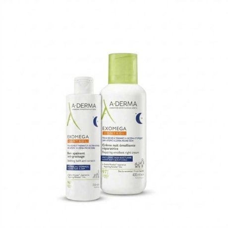 Exomega Control Crema Notte per Pelli Secche 200 ml + Bagno Lenitivo Anti-prurito 200 ml Exomega Control Crema Notte per Pelli Secche 200 ml + Bagno Lenitivo Anti-prurito 200 ml