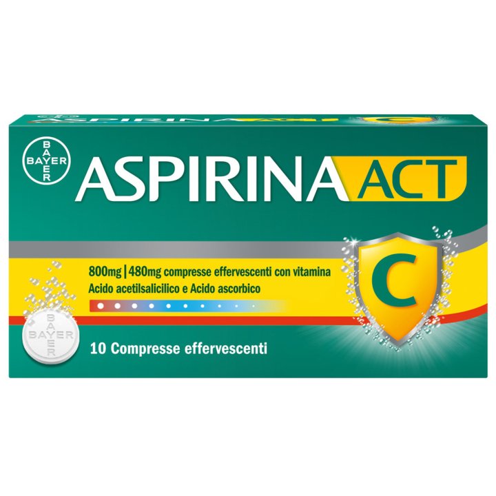 Aspirina ACT C Febbre E Influenza Con Vitamina C 10 Compresse Effervescenti