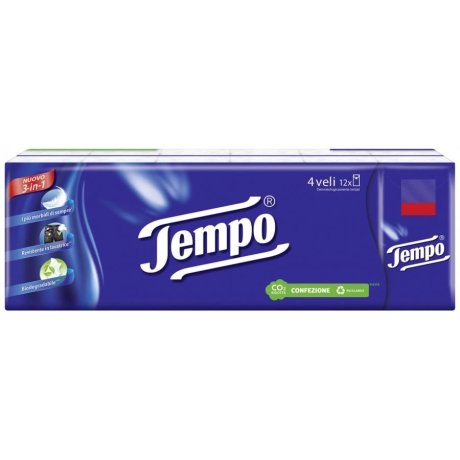 Tempo Fazzoletti Morbidi con Fibre di Cotone Confezione 12 Pacchetti da 9 Fazzoletti