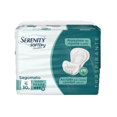 Serenity Soft Dry Sensitive Pannolone Sagomato Protezione Super Assorbente per Incontinenza 30 Pezzi