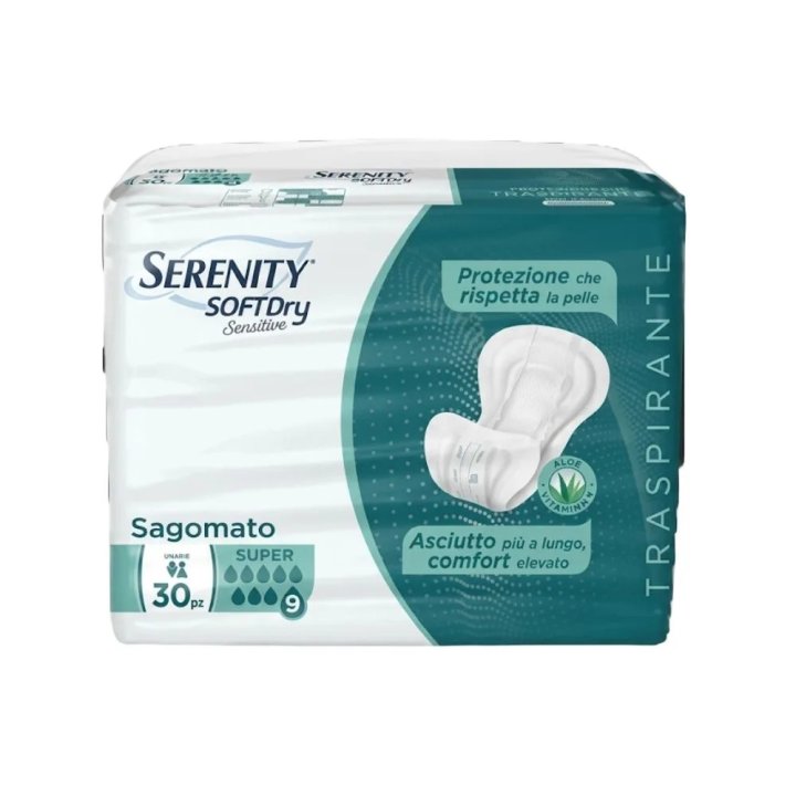 Serenity Soft Dry Sensitive Pannolone Sagomato Protezione Super Assorbente per Incontinenza 30 Pezzi