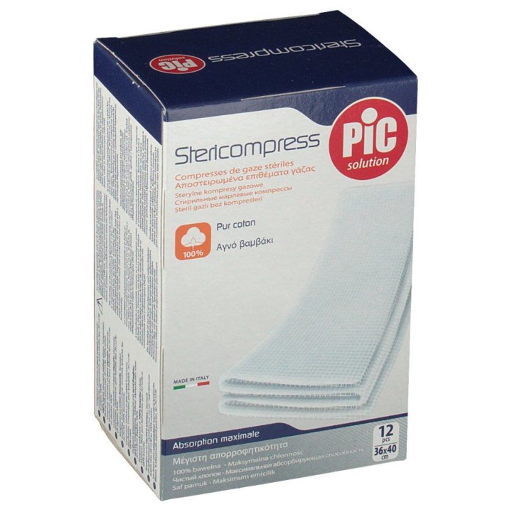 PIC Stericompress Compresse di Garza Sterili 36 cm x 40 cm 12 Pezzi