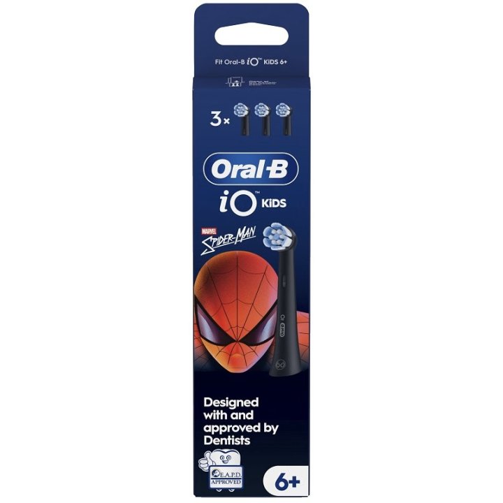 Oral-B Testine Di Ricambio iO Kids Spiderman Marvel, confezione da 3 Testine