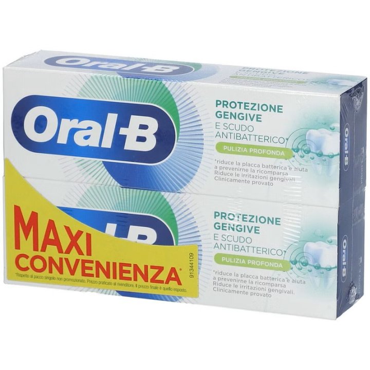 ORALB PROTEZIONE GENGIVE E SCUDO ANTIBATTERICO PULIZIA PROFONDA DENTIFRICIO 2 X 75 ML