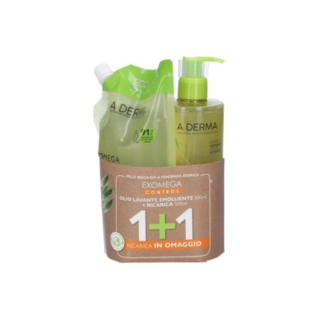 A-Derma Exomega Control Olio Lavante Emolliente + Ricarica 2 Pezzi