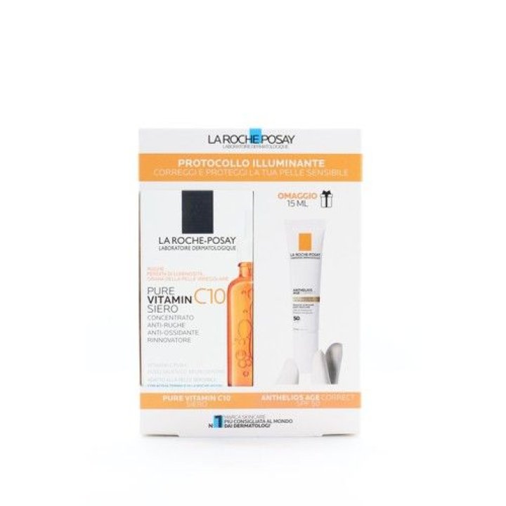 LA ROCHE POSAY PROTOCOLLO ILLUMINANTE PURE VITAMIN C10 DA 30 ML + ANTHELIOS AGE CORRECT DA 15 ML