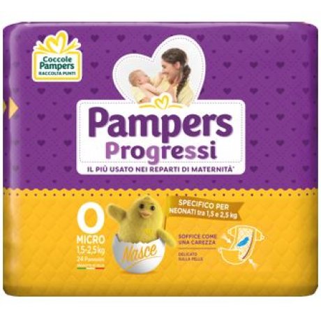 PAMPERS PROGRESSI MICRO PANNOLINI PER BAMBINI 24 PEZZI