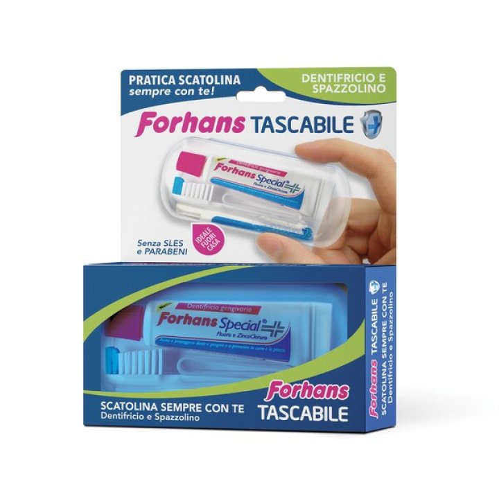 FORHANS TRAVEL KIT TASCABILE COMPOSTO DA SPAZZOLINO DA VIAGGIO + FORHANS SPECIAL PASTA DENTIFRICIA TUBETTO 12,5 ML