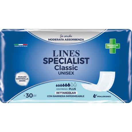 PANNOLONE LINES SPECIALIST CLASSIC RETTANGOLARE CON BARRIERA30 PEZZI