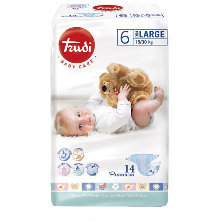 TRUDI BABY CARE PANNOLINO BAMBINI EXTRALARGE 15/30 KG 14 PEZZI