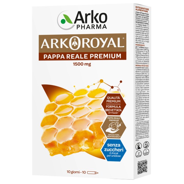 ARKOROYAL PAPPA REALE 1500MG SENZA ZUCCHERO 10 FLACONCINI DA15 ML