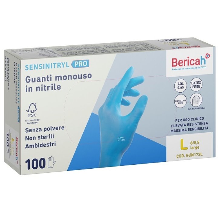 GUANTO MONOUSO SENSINITRYL PRO IN NITRILE LARGE 100 PEZZI