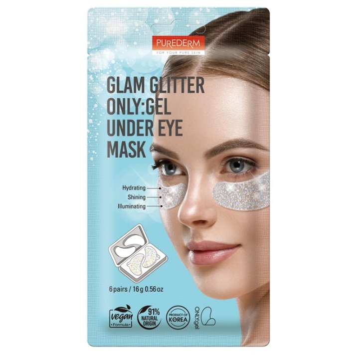 Purederm Patch Contorno Occhi Idratante Con Glitter Azzurra In Hydrogel 6 Pezzi