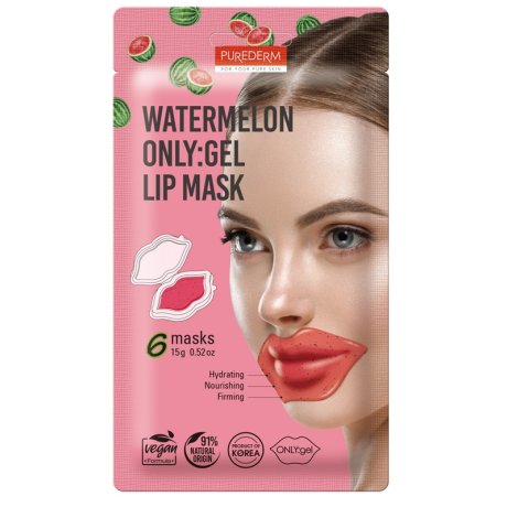 Purederm Maschera Labbra In Gel Idratanti Nutrienti E Rassodanti All'Anguria 6 Pezzi