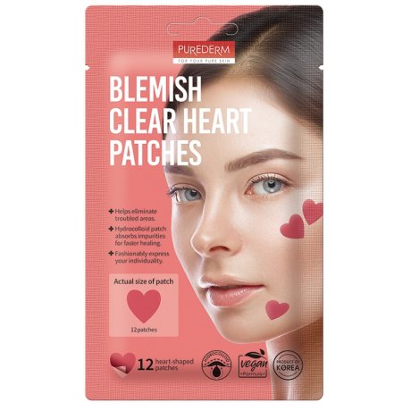 Purederm Cerottini Anti Imperfezioni Acne Viso A Forma Di Cuore 12 Cerotti