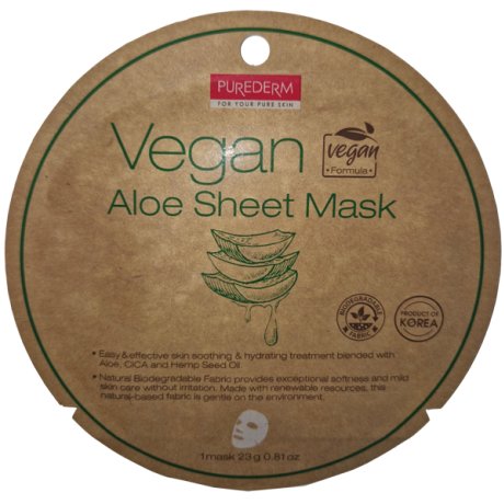 Purederm Maschera Viso Idratazione Intensiva Vegana All'Aloe 1 Pezzo