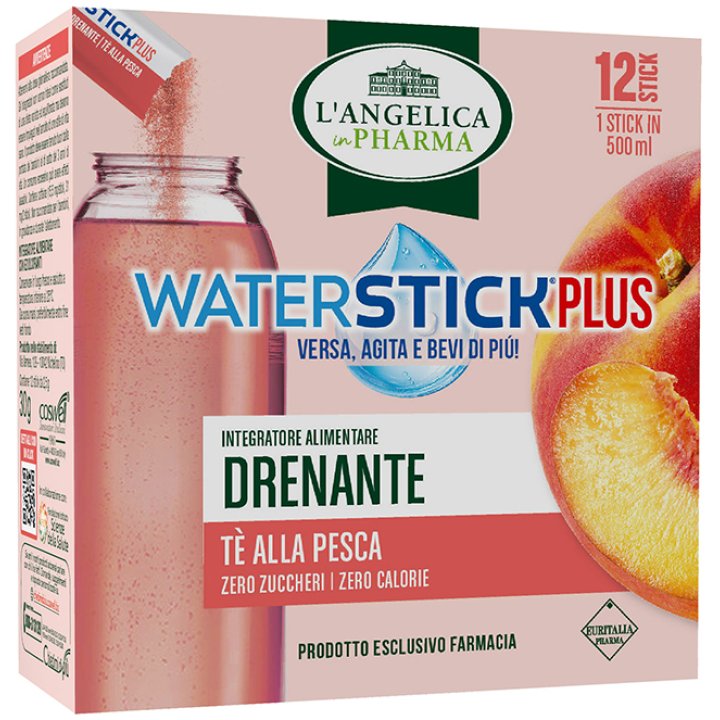 L'Angelica Waterstick Plus Drenante Tè Alla Pesca Zero Zuccheri 12 Bustine
