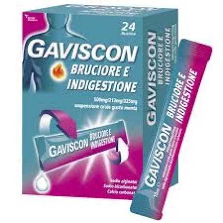 GAVISCON BRUCIORE E INDIGESTIONE*24 bust 500 mg + 213 mg + 325 mg gusto menta