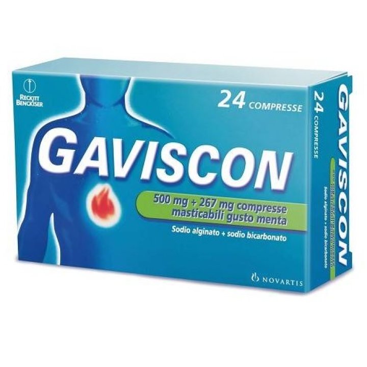 GAVISCON*24 cpr mast 500 mg + 267 mg menta