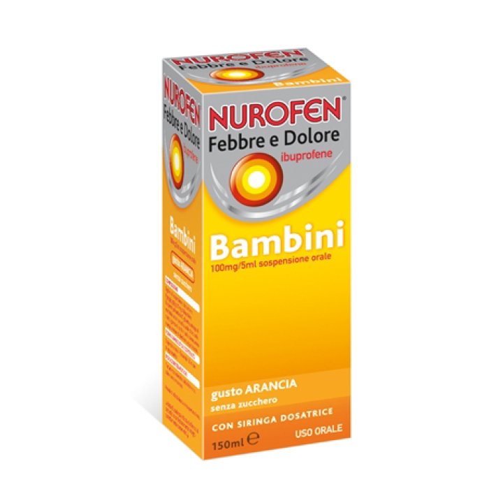 NUROFEN FEBBRE E DOLORE*BB orale sosp 150 ml 100 mg/5 ml arancia senza zucchero con siringa