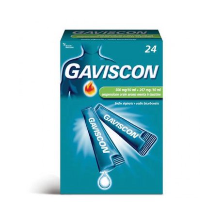 GAVISCON*24 bust orale sosp 500 mg/10 ml + 267 mg/10 ml menta