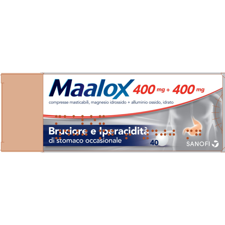 MAALOX*40 cpr mast 400 mg + 400 mg