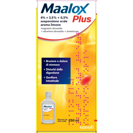 MAALOX PLUS*orale sosp 250 ml 4% + 3,5% + 0,5% aroma limone