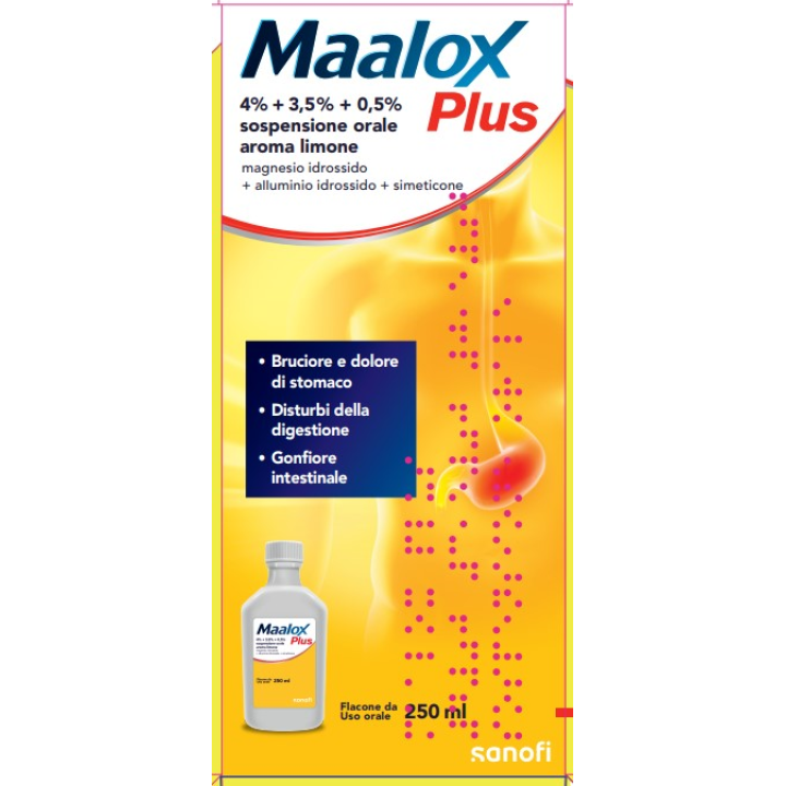 MAALOX PLUS*orale sosp 250 ml 4% + 3,5% + 0,5% aroma limone